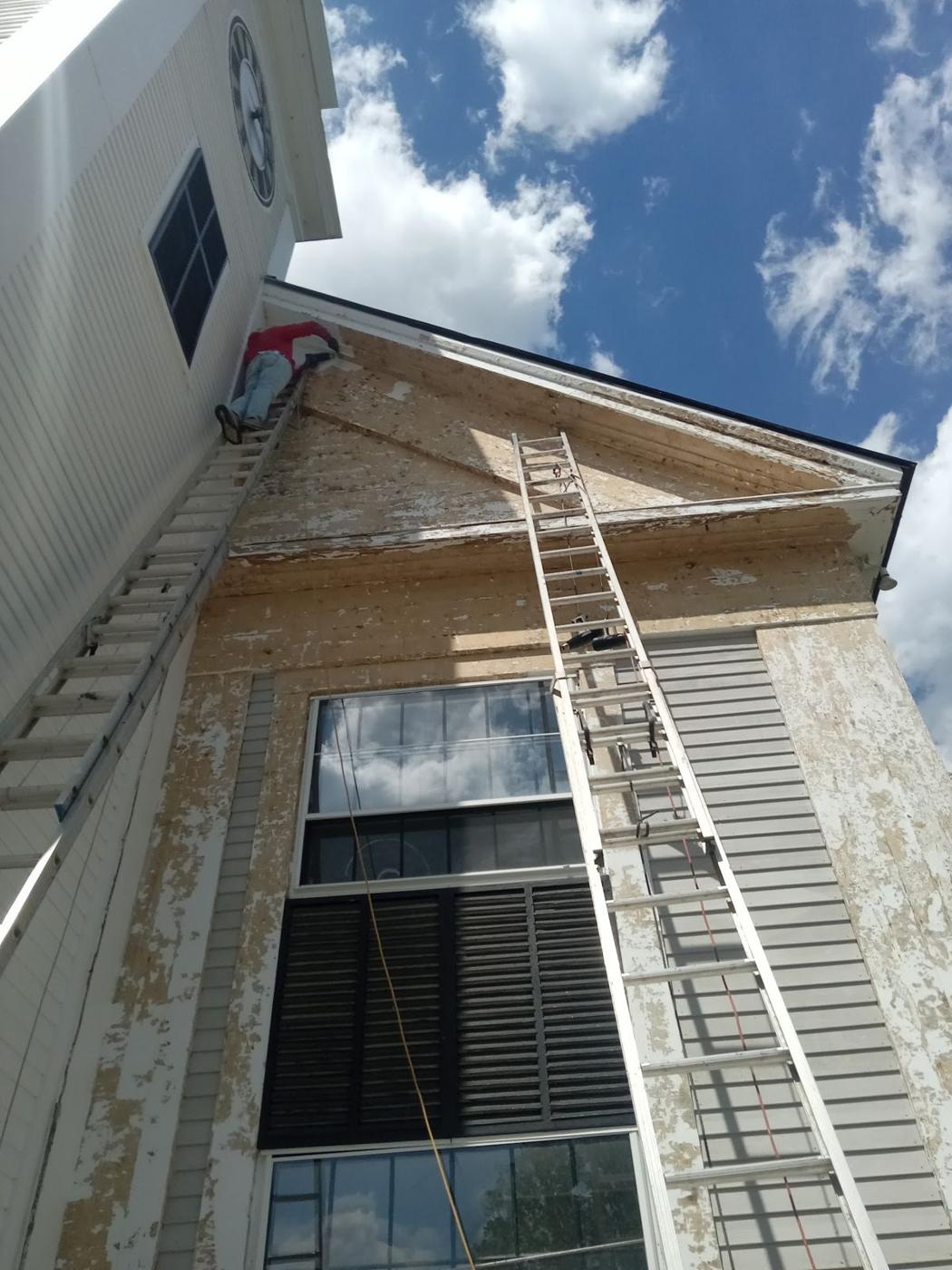 Exterior painting on a gable end